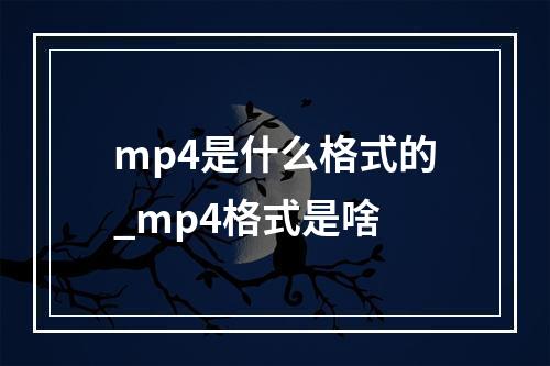mp4是什么格式的_mp4格式是啥