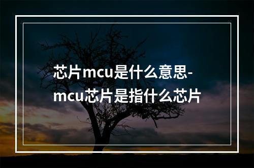 芯片mcu是什么意思-mcu芯片是指什么芯片