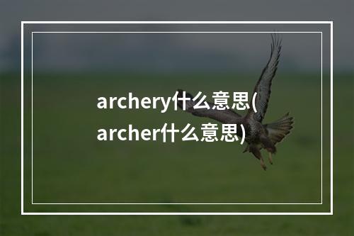 archery什么意思(archer什么意思)