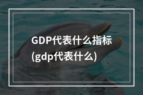 GDP代表什么指标(gdp代表什么)