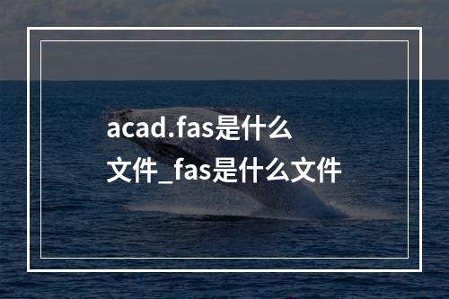 acad.fas是什么文件_fas是什么文件