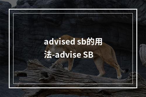 advised sb的用法-advise SB